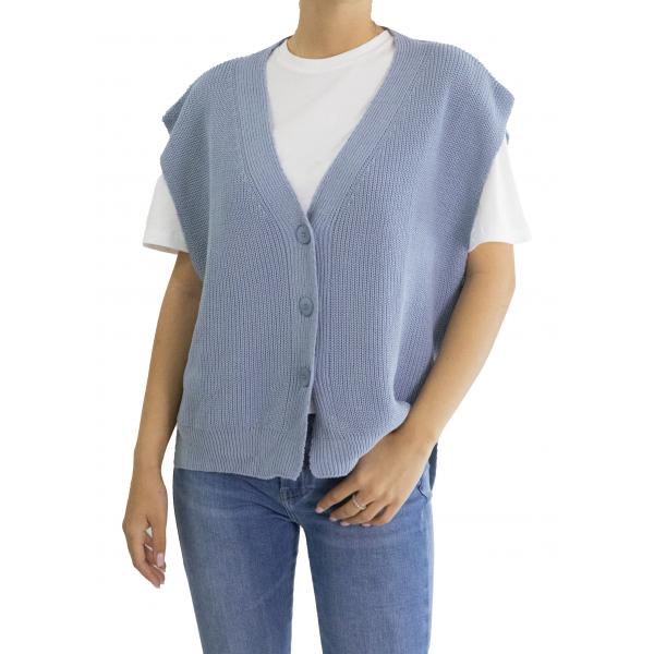 Cardigan con scollo a V con bottoni smanicato